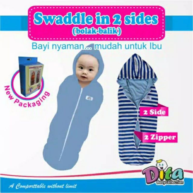 SNI Bedong instan Bolak Balik salur Swaddle in 2 sides Murah bedong instan Dita MOONS care