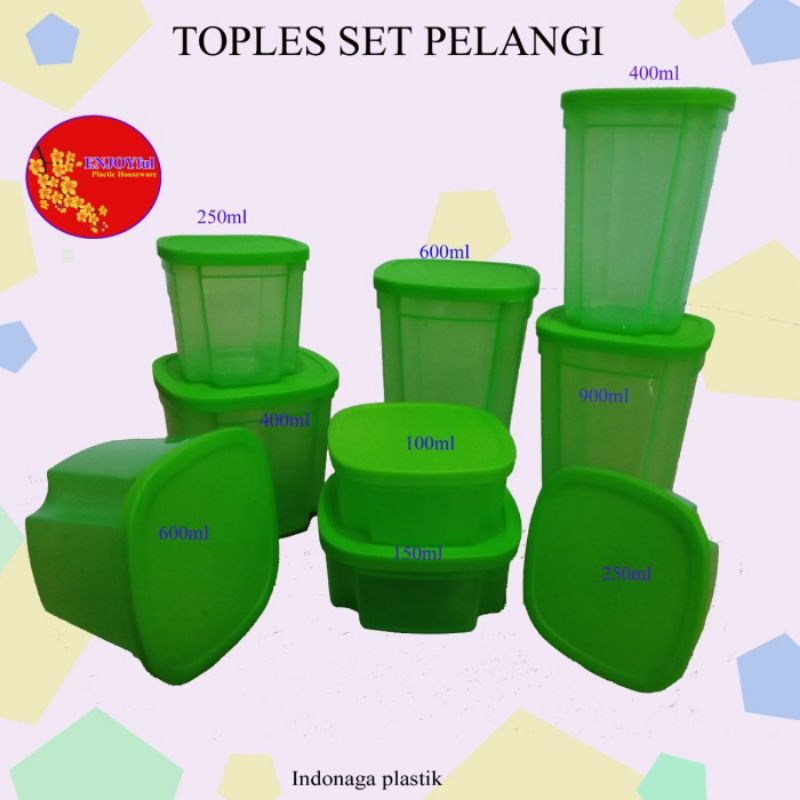 Toples pelangi model Tupperware hijau