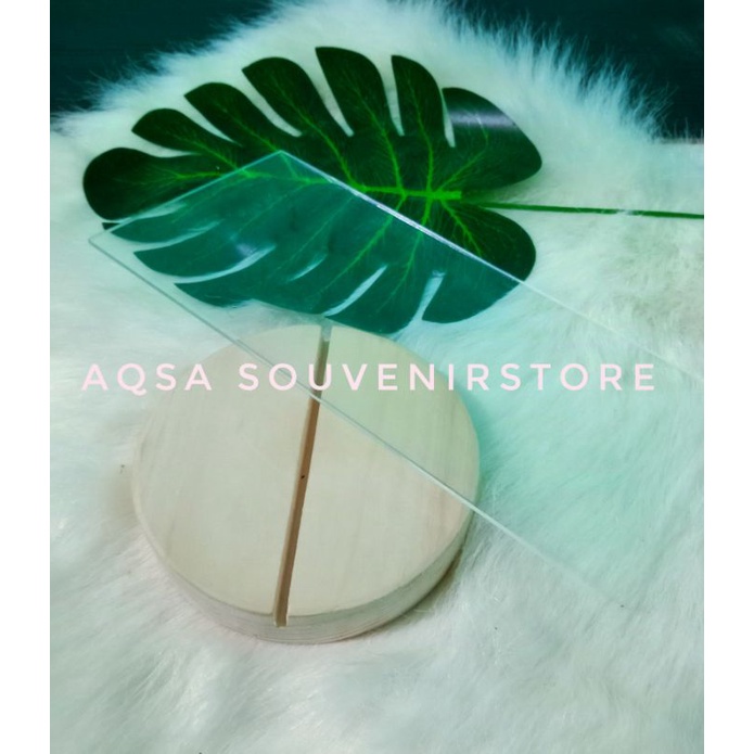 Tatakan Stand Holder Kayu Akrilik /diameter 9 cm/ Foto Nomer Meja Food /Tag Bulat