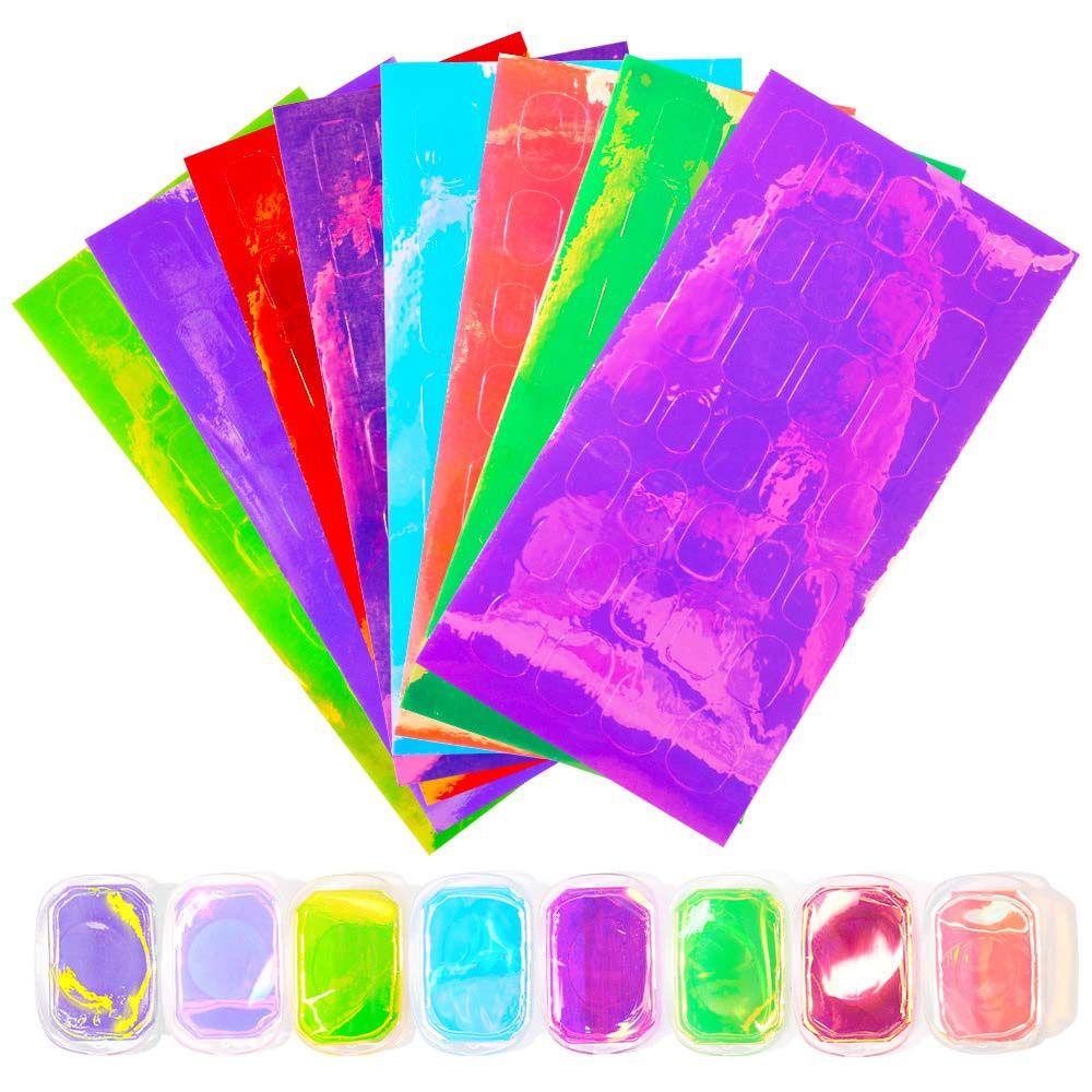 Agustina Aurora Es Batu Stiker Kuku Wanita Korea Kuku Decals Laser Cellophane Kertas Permen DIY Nail Art Stickers