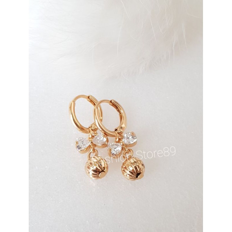 Anting jurai bola permata pita putih import / anting jurai / anting pita /anting Xuping Import