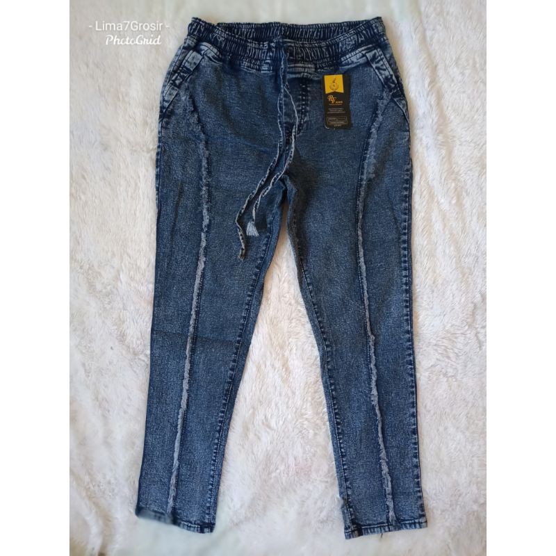 CELANA PANJANG JEANS SUPER JUMBO PINGGANG KARET. CELANA JUMBO JEANS STRETCH
