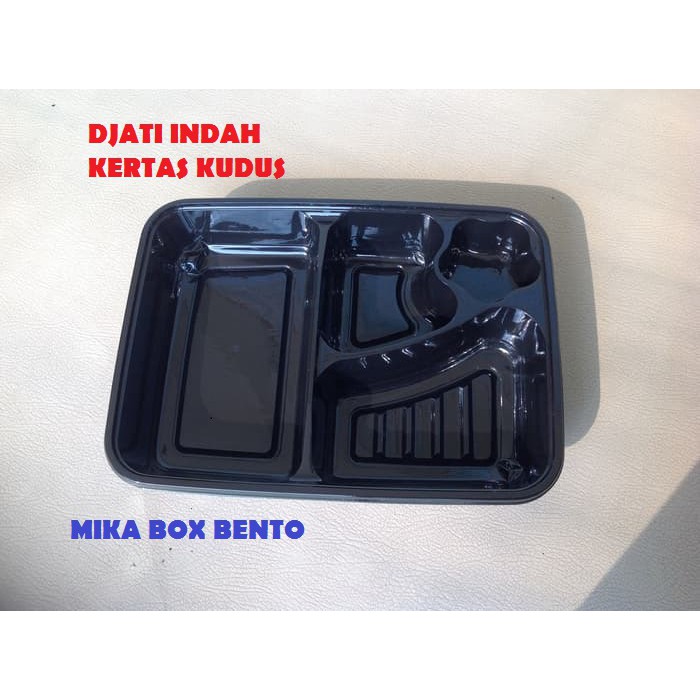 PALING BAIK!!! Box Bento ( Warna Hitam ) isi 50pcs Nasi Kotak Makan Bekal Katering Mika Pa Sekat 4