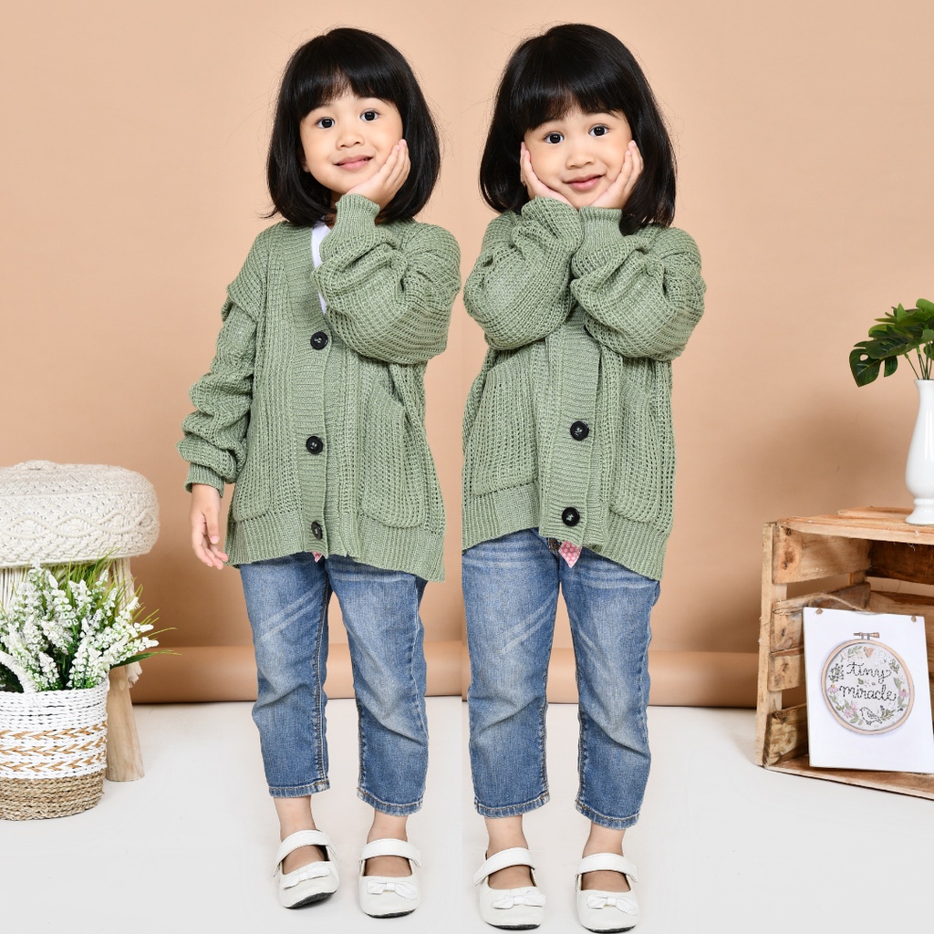 LOCY Sweater Cardigan Rajut Anak Usia 2-10 Tahun Rajut Halus Premium / Cardigan Rajut Anak Perempuan