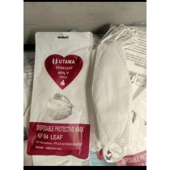 Masker KF94 Leaf Utama 4ply isi 10pcs putih