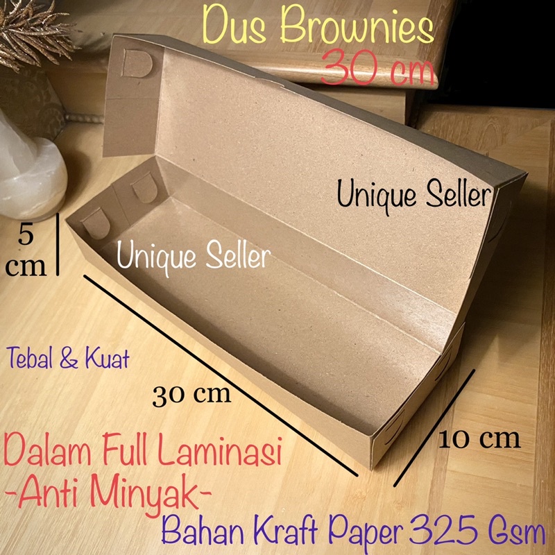 Dus Kotak Box Brownies 30x10x5 KRAFT Laminasi 325 Gram / Dus Kue Roti Snack 30 x 10 x 5