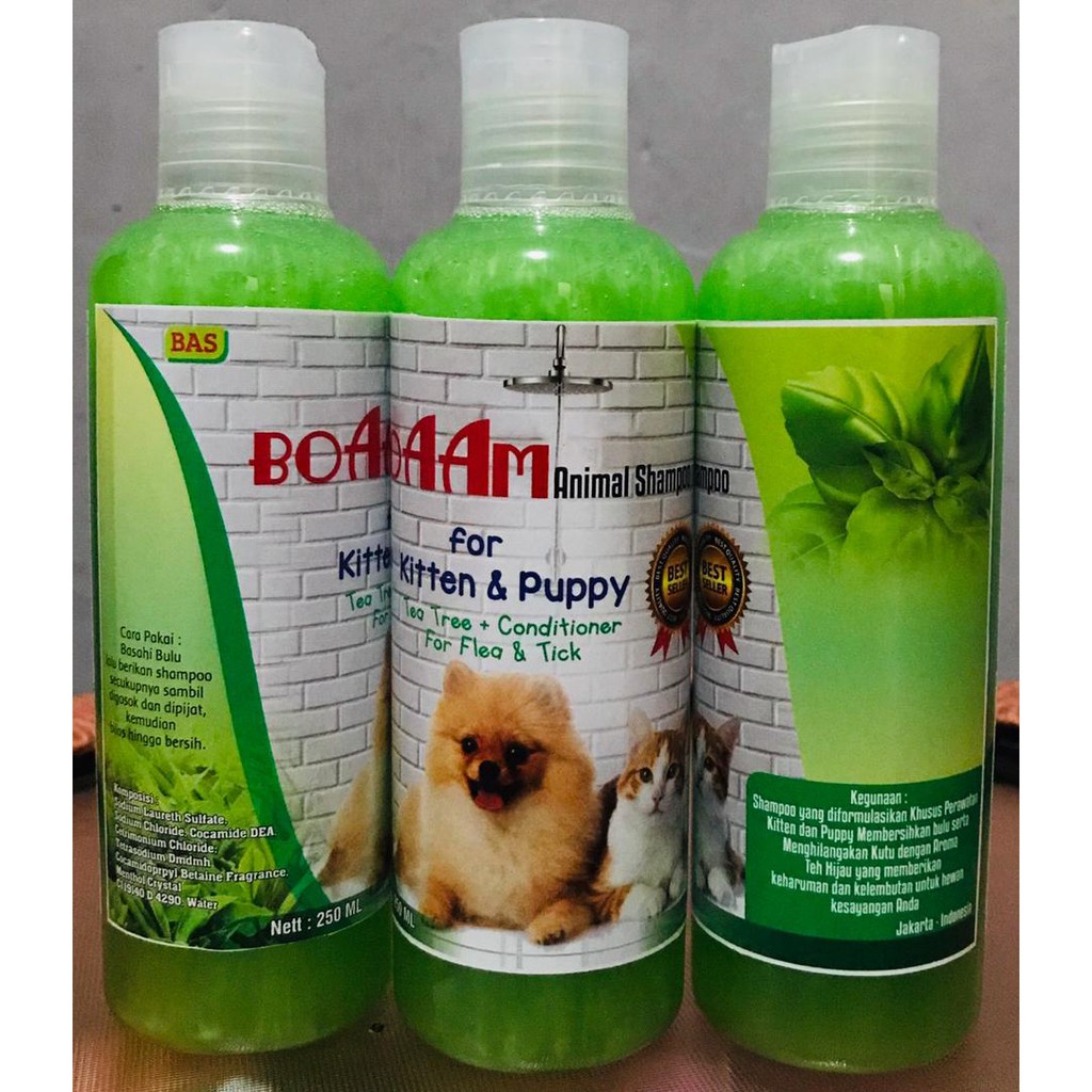 BOAAM SHAMPOO TEA TREE &amp; CONDITIONER FLEA &amp; TICK 250ML ( KITTEN &amp; PUPPY )