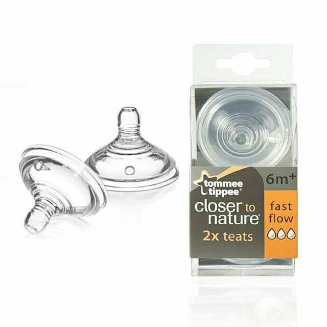 Tommee Tippee Closer to Nature Teat Fast Flow 6m+ (2pcs) / Dot Tommee Tippee / Nipple Tommee Tippee