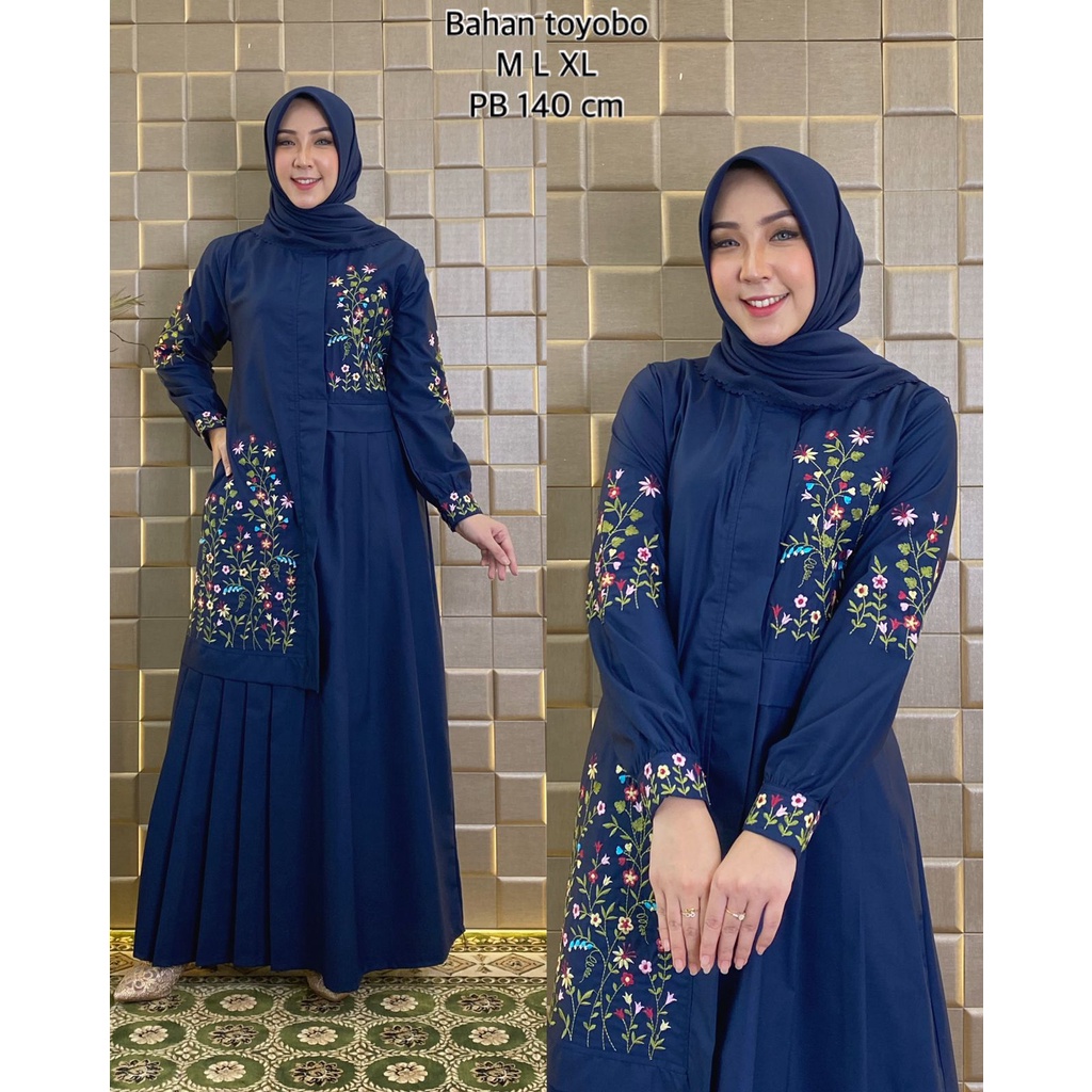Gamis Toyobo Bordir ~ Gamis toyobo terbaru 2021 ~ Baju Gamis Wanita Dewasa Bahan Toyobo PREMIUM ~ CO
