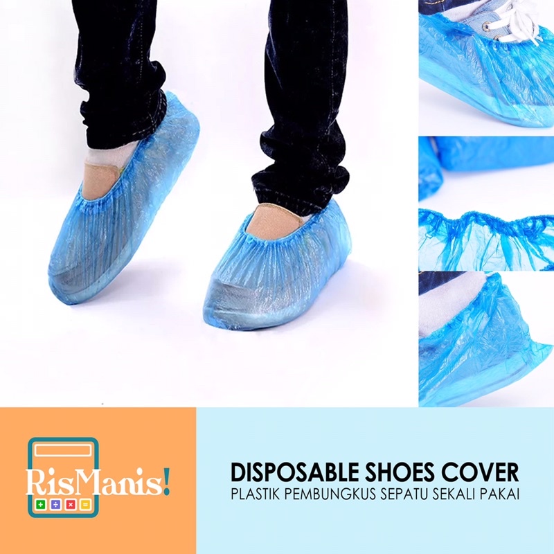 DISPOSABLE SHOES COVER - Plastik Anti Basah Pembungkus Pelindung Sepatu Jas Hujan Tahan Air Praktis