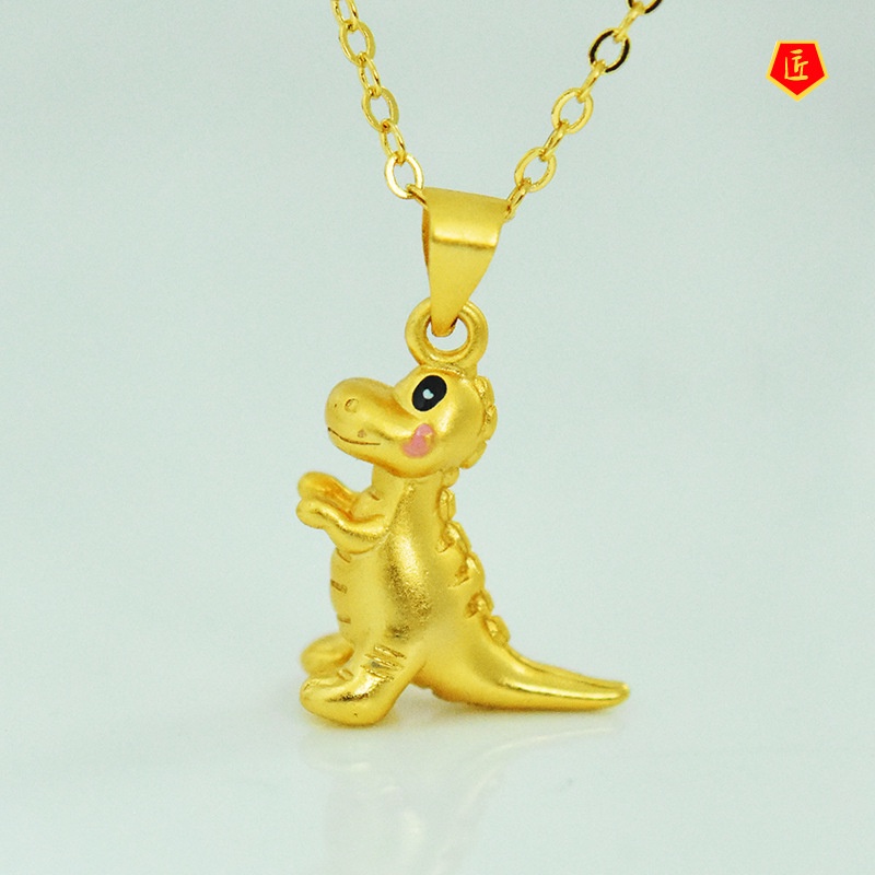 [Ready Stock]Cute Dinosaur Gold Pendant Cartoon Women Rex Animal Accessories