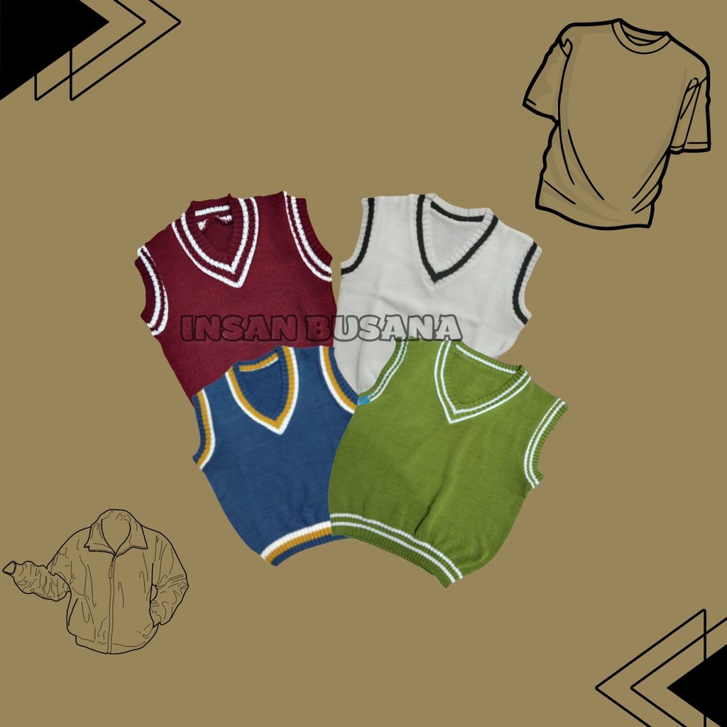Rompi Vest Rajut Polet Dewasa / Rompi Rajut Sekolah Anak SMA / Vest Sekolah Casual / Rompi Rajut Rem