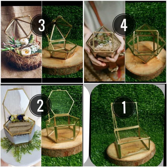 Langsung Order Box cincin Terrarium geometric kotak tempat cincin tunangan lamar unik Flash Sale