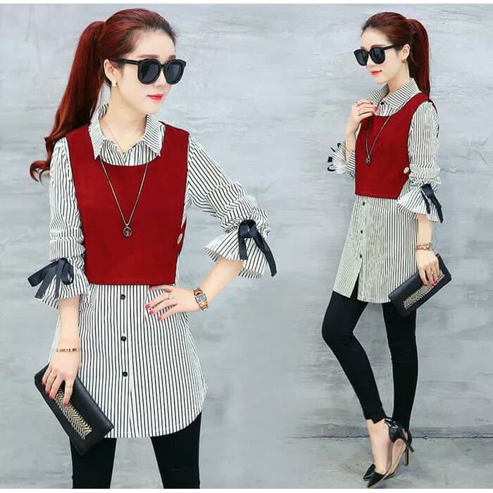 Kemeja modern/rompi remaja/baju kantor/atasan modern/baju kerja muslim | fika