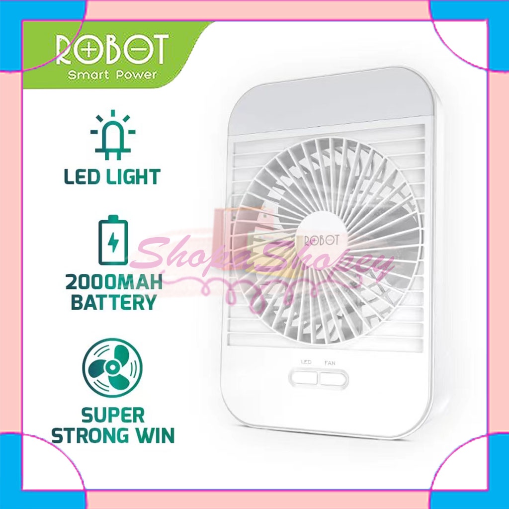 Kipas Portable ROBOT RT-BF14 2000mAh 5 inch Rechargeable Led Fan Garansi Resmi 1 Tahun Original