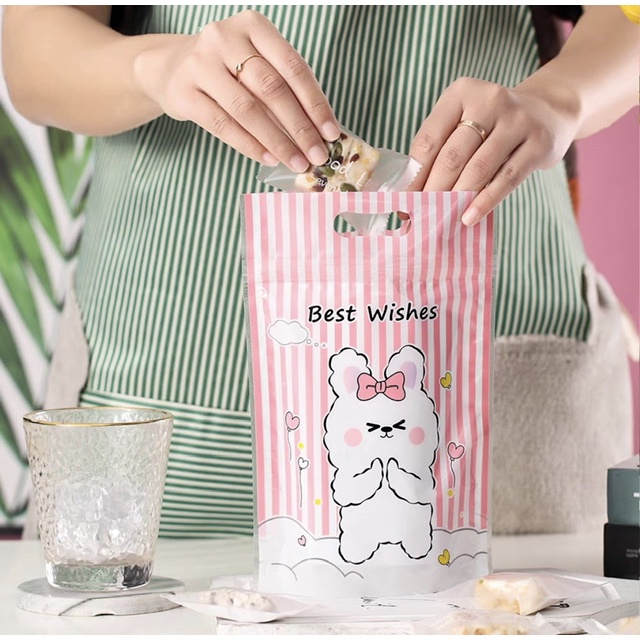 5pcs Pouch Kantong Kue Snack Candy Kantong Zip Zipper Bag Bunny Cartoon Souvenir Manyue Goodie Bag AU AV