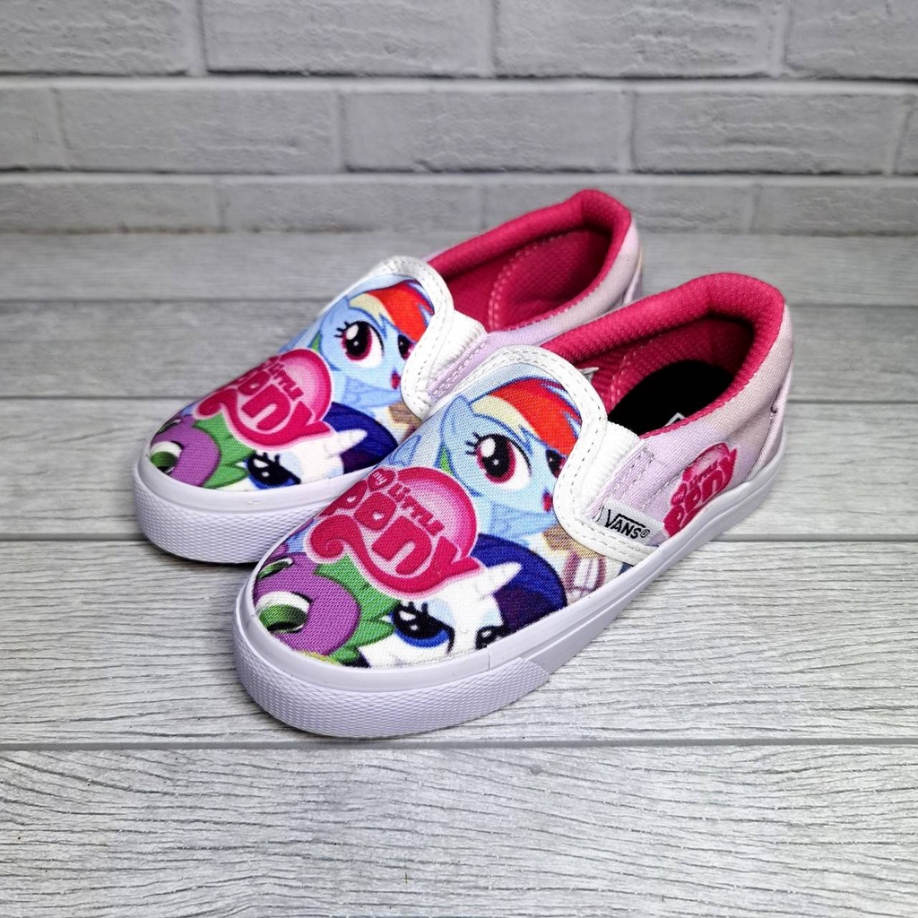 Sepatu Sneakers Anak / Kids Vans Slip On / Velcro Motif - Mickey Mouse / Moma / Pony / Crazy World / Simpsons / Batman