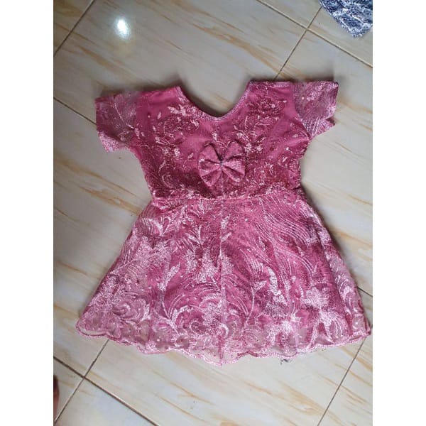 Dress Raisa Anak Usia 1-2 Tahun / Dress Full Brukat Anak Berlengan / Kebaya Brukat Anak Murah