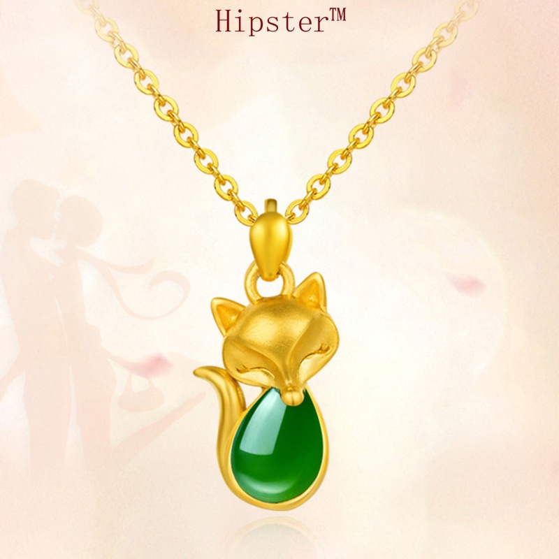 Popular New Fashion Emerald Fox Pendant Necklace