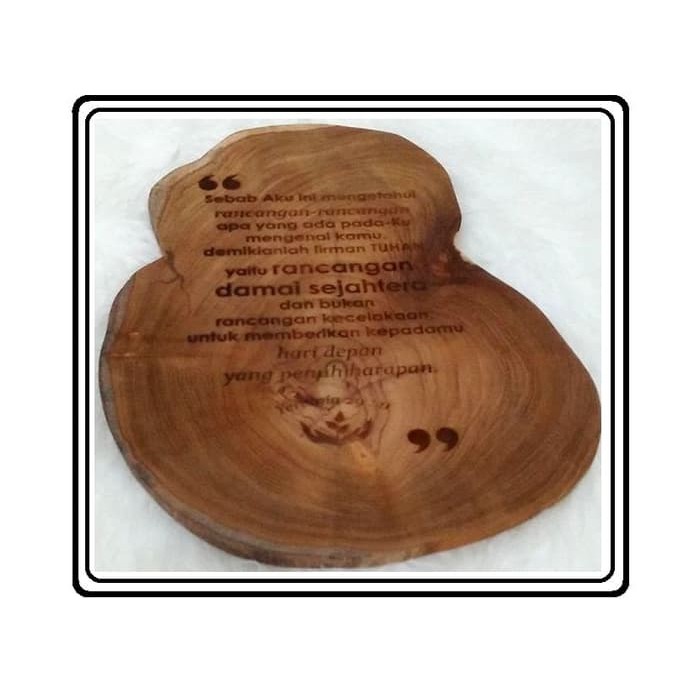 Pajangan Dekorasi Hiasan Dinding Kayu Jati Asli Ayat Emas Alkitab