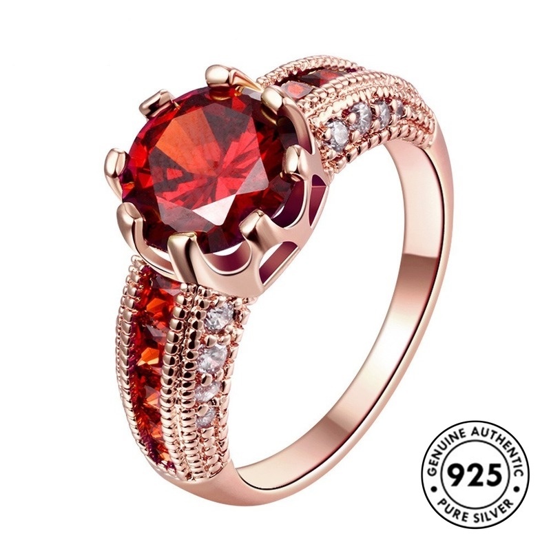 Cincin Pasangan Bahan Sterling Silver 925 Warna Rose Gold Untuk Pria / Wanita