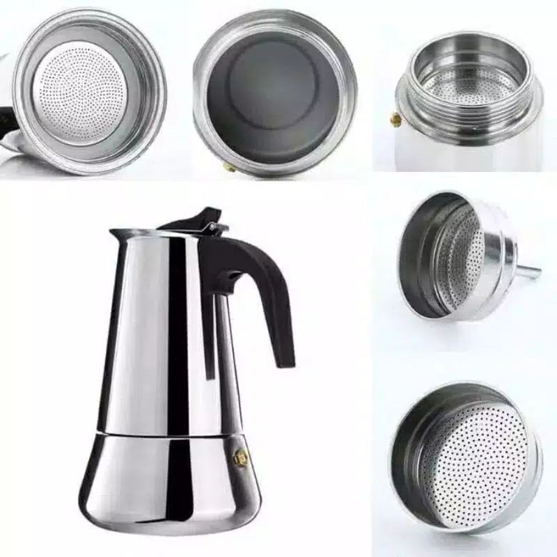 6 cup Teko kopi 300ml espresso maker stainless - moka pot - mocca pot - alat pembuat kopi