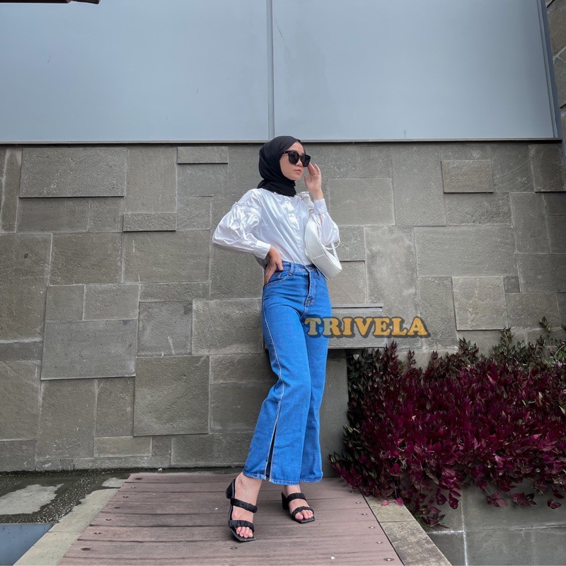 KULOT JEANS EONNI BELAH // KULOT HIGHWAIST JEANS BELAH / KULOT JEANS PREMIUM BELAH SAMPING / KULOT JEANS