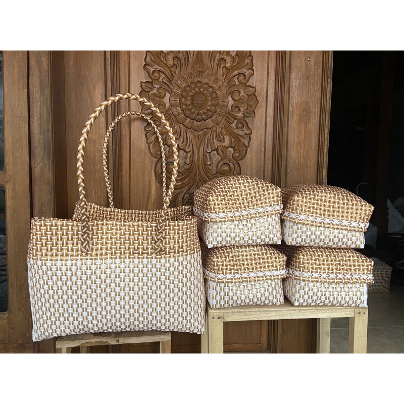 Set Keben 4 / Tas Anyaman Jumbo/Bahan Jali Premium/Berbagai motif dan warna
