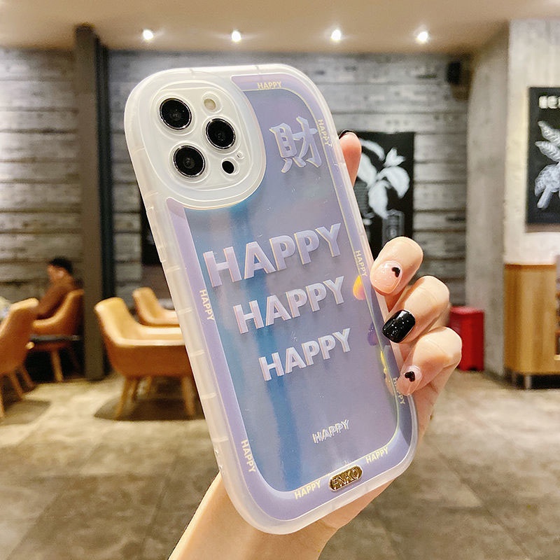 Casing iPhone 12 13 11 Pro Max X Xs Max Xr Fsd7 Motif Tulisan Happy Lucky