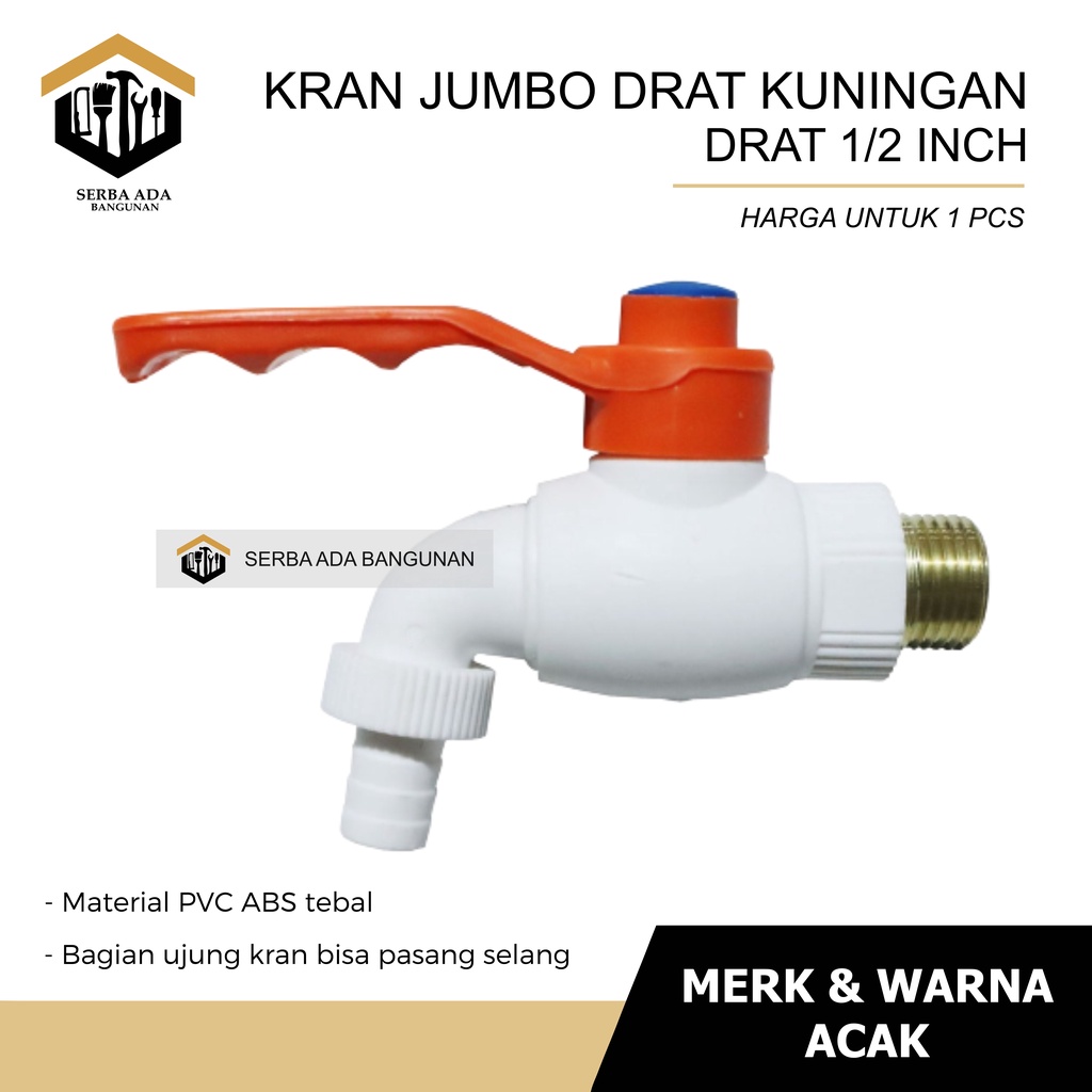 [COD] Kran PVC JUMBO drat KUNINGAN - GAGANG BESI KUAT - KRAN SUPER TEBAL BODY BESAR KUAT DIBANTING TIDAK PATAH