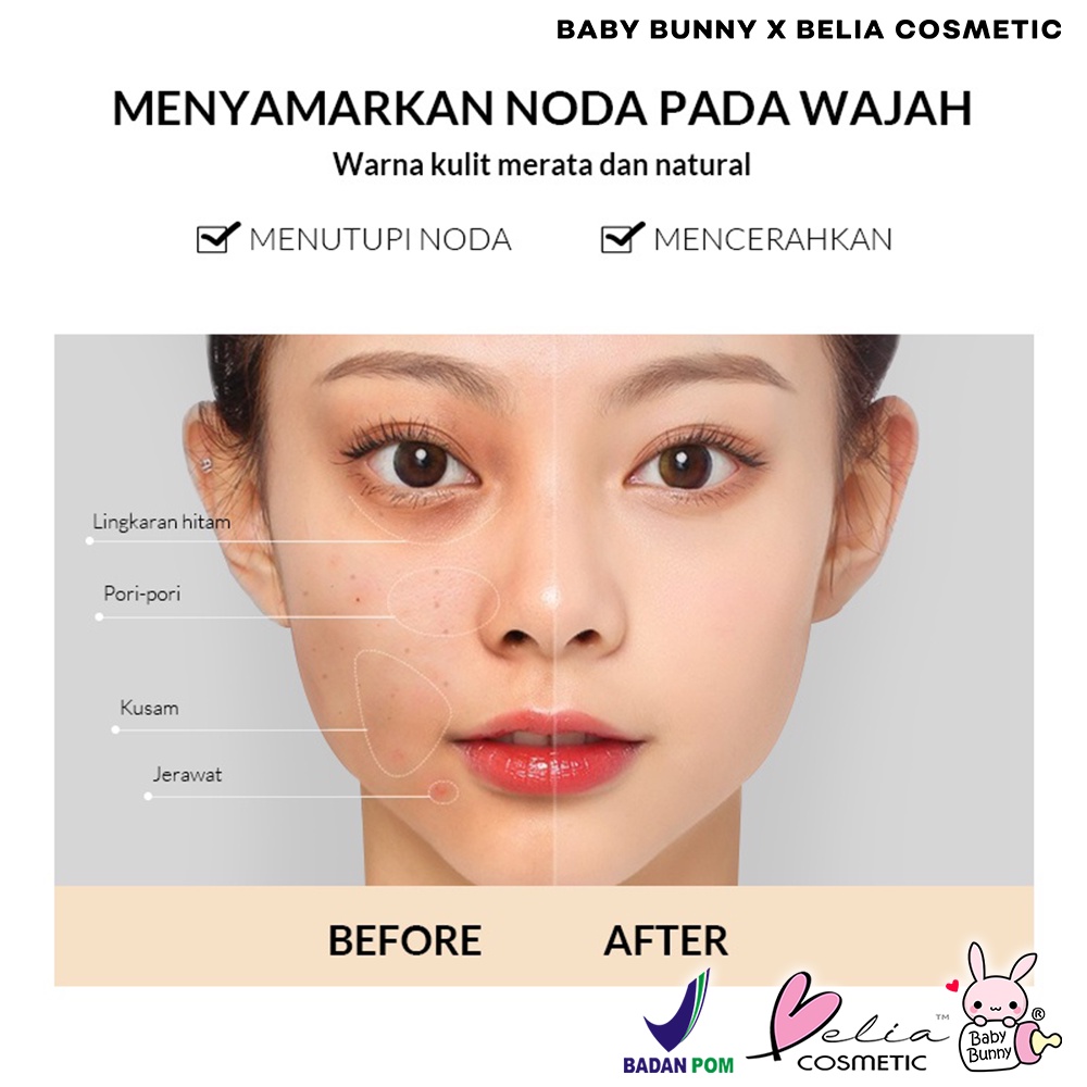 ❤ BELIA ❤ BIOAQUA BB Cushion + Refil | Netto 15g + 15g | Air Cushion | Coverage | Flawless | Make Up Foundation | BPOM