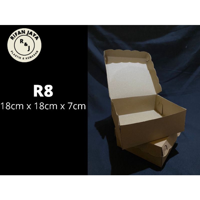

KOTAK KUE / BOX NASI R8 (Kraft) coklat 350gsm uk. (P x L x T) 18cm x 18cm x 7cm