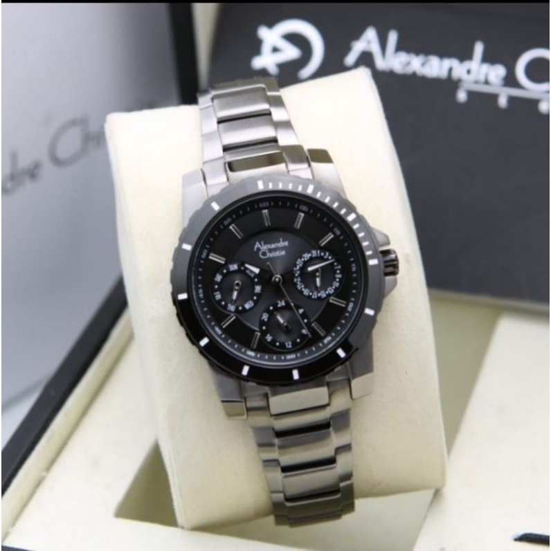 JAM TANGAN WANITA ALEXANDRE CHRISTIE AC 6141 BLACK GREY GARANSI RESMI