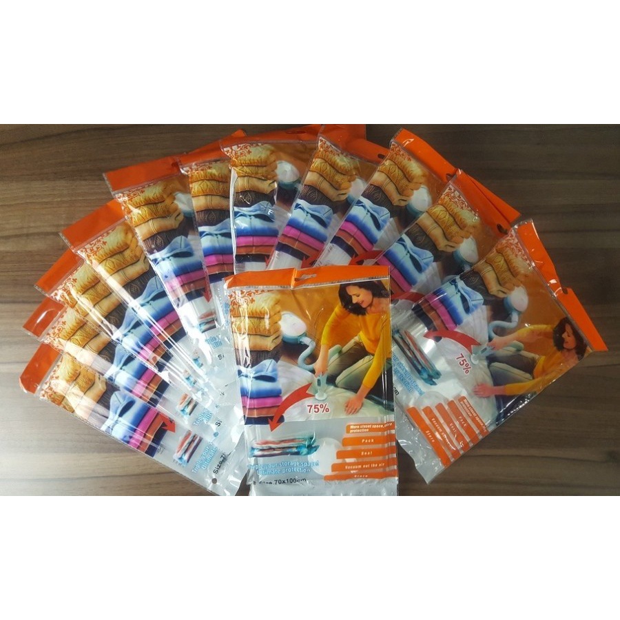KANTONG PENYIMPANAN PAKAIAN PRAKTIS VACUM BAG PAKAIAN / PLASTIK VAKUM BAG PAKAIAN 40X60 - 90x130