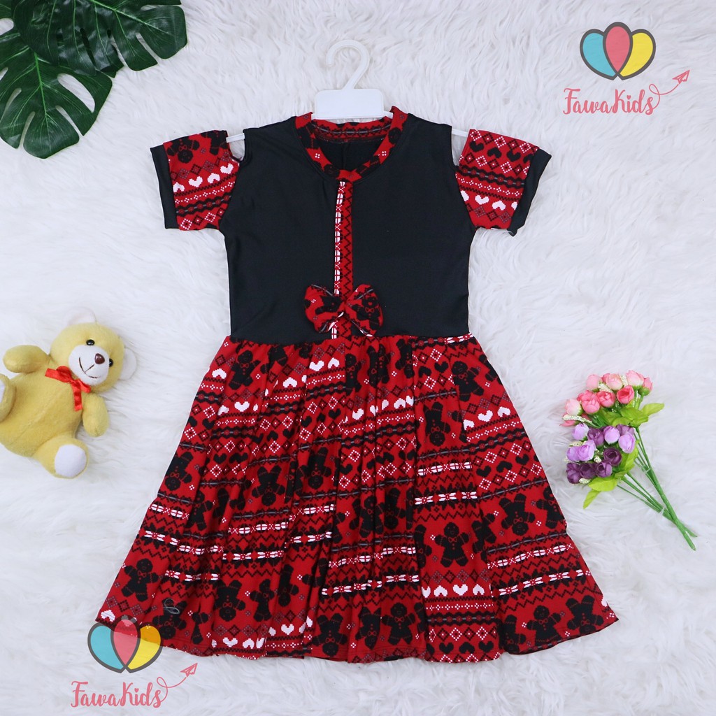 (Rample) Dress Sabrina uk 4-5 Tahun / Dres Anak Perempuan Baju Cewek Lengan Pendek Harian Gaun Motif