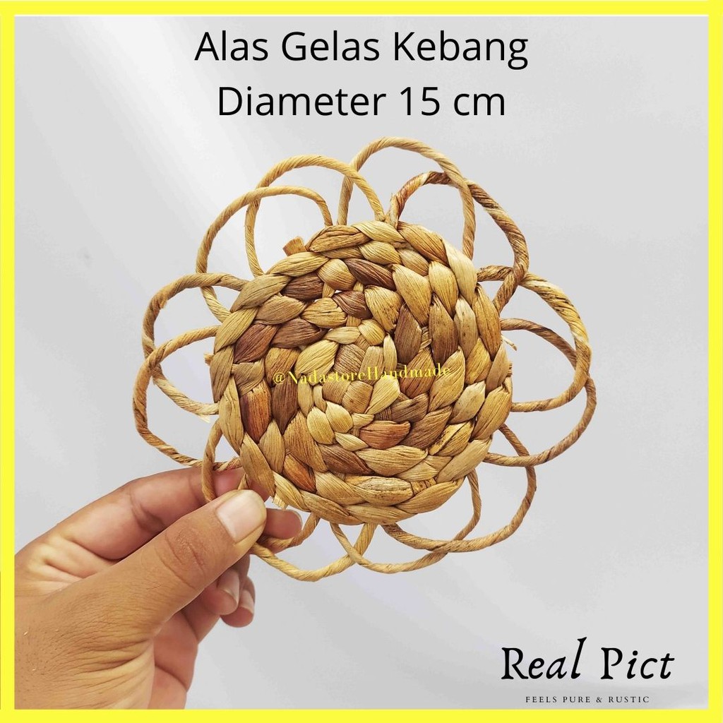 Tatakan Gelas Enceng Model Kembang / Alas gelas Kembang / Coster Kembang