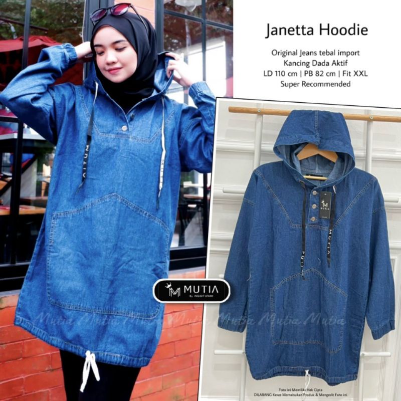 JANETTA HOODIE BY MUTIA // JAKET JEANS WANITA // Jaket hoodie wanita jeans