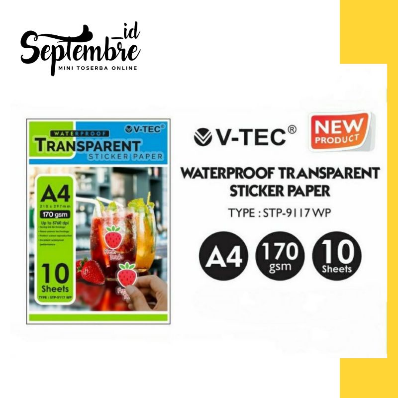 

Kertas Stiker Transparan VTEC Waterproof Transparent Sticker Paper Harga Ecer Per Lembar