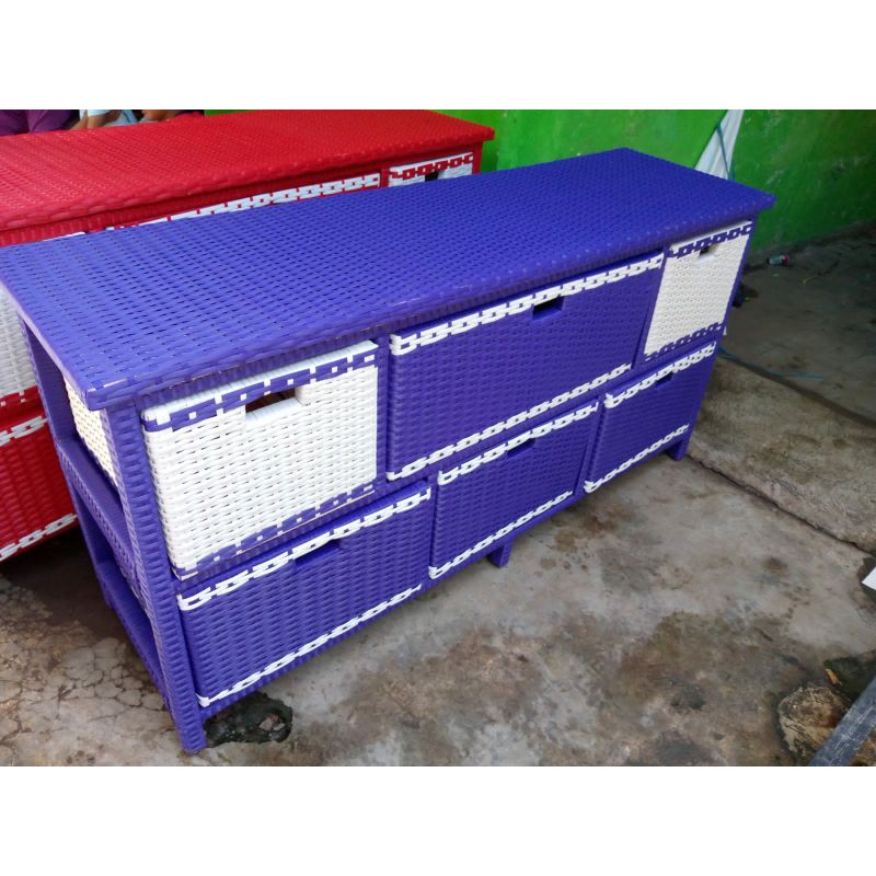 Lemari plastik # Lemari rotan sintetis 6 laci jasmine
