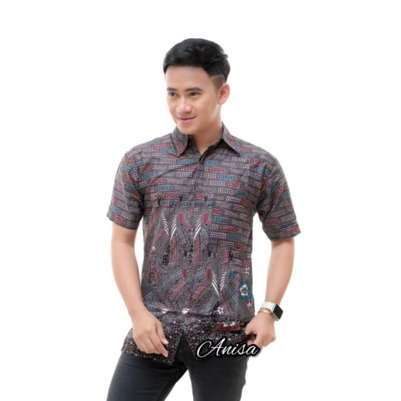 KEMEJA BATIK PRIA LENGAN PENDEK SIZE M L XL HEM BATIK PREMIUM