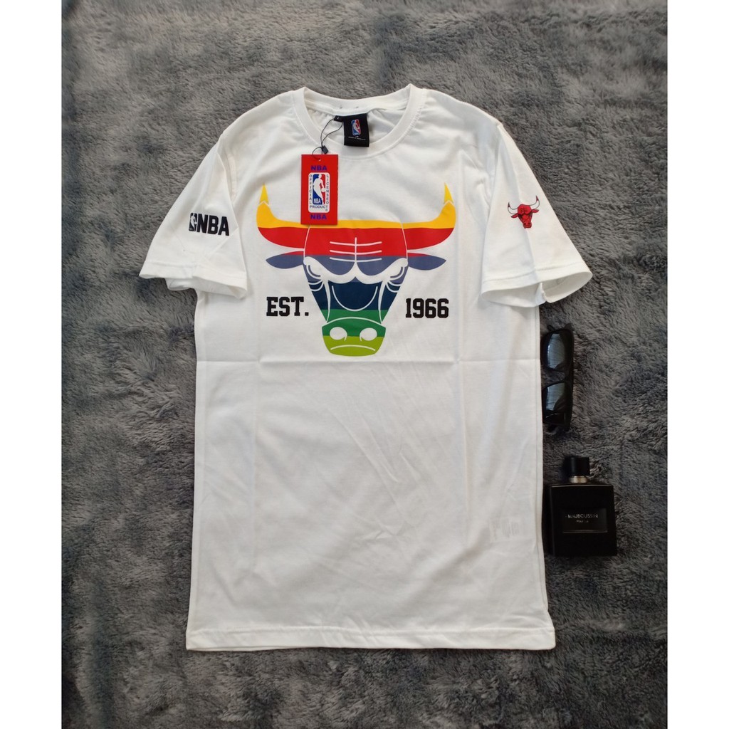 kaos nba bulls logo rainbow pelangi terlaris