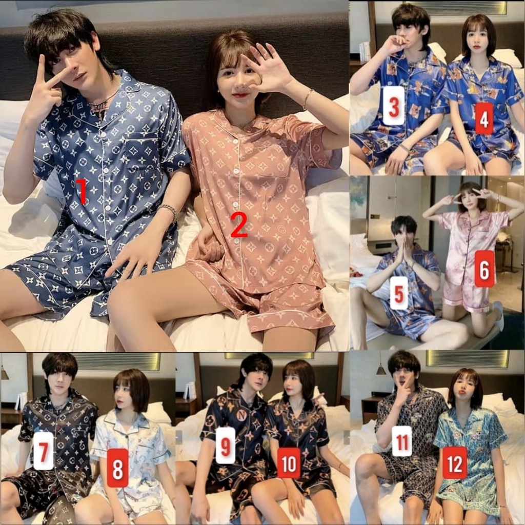 piyama satin couple hotpant import