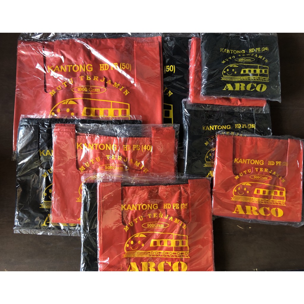 KANTONG PLASTIK JUMBO HD TEBAL MERAH/HITAM UKURAN 50