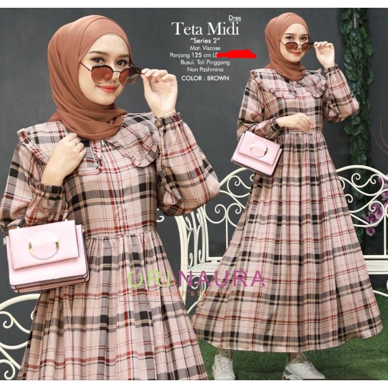 NEW TETA MIDI DRESS KOTAK ZARA VIRAL KEKINIAN