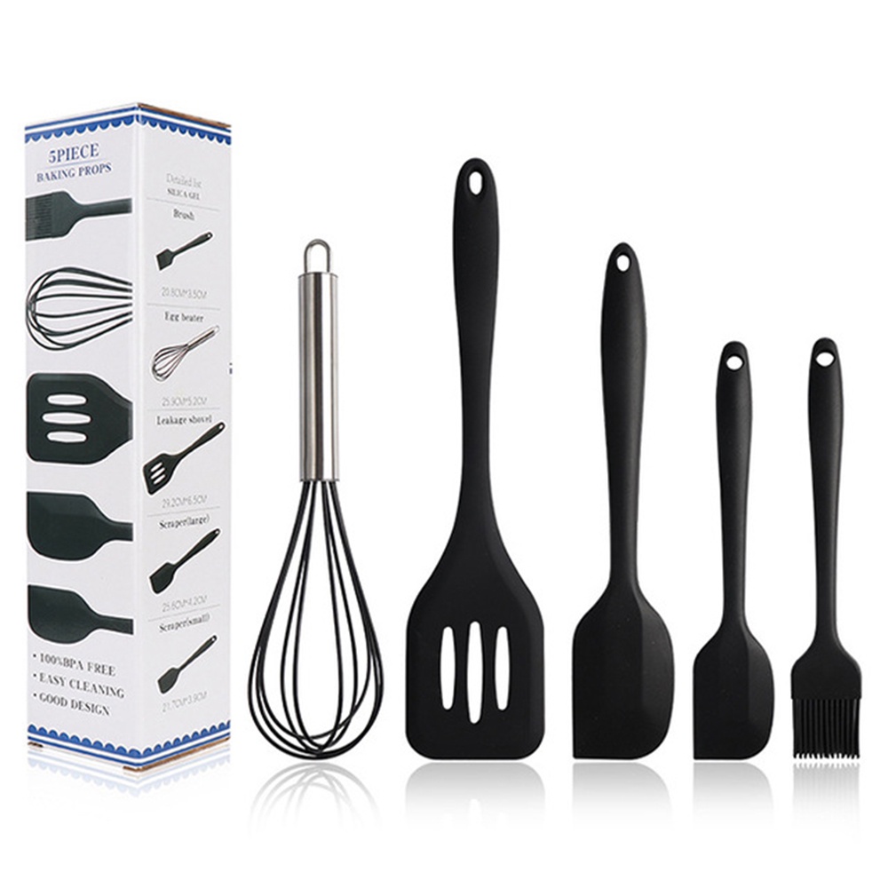 5pcs / Set Alat Pengocok Telur Spatula Kuas Minyak Bahan Silikon Dengan Kotak Untuk Peralatan Dapur