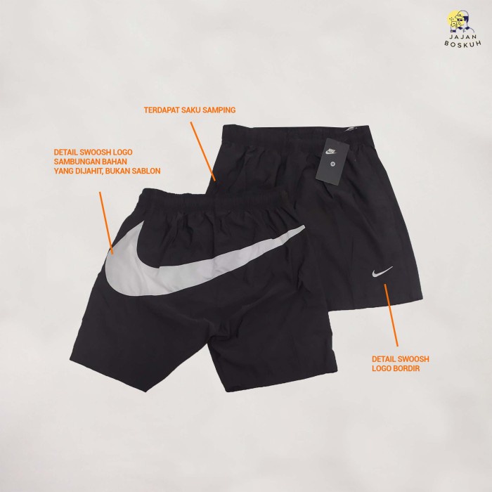 Celana nike big swoosh short pant - Hitam, L