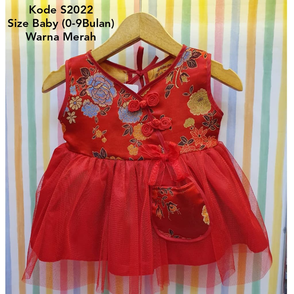  Baju  Newborn  Anak  Bayi  Perempuan Imlek Kancing Shanghai 