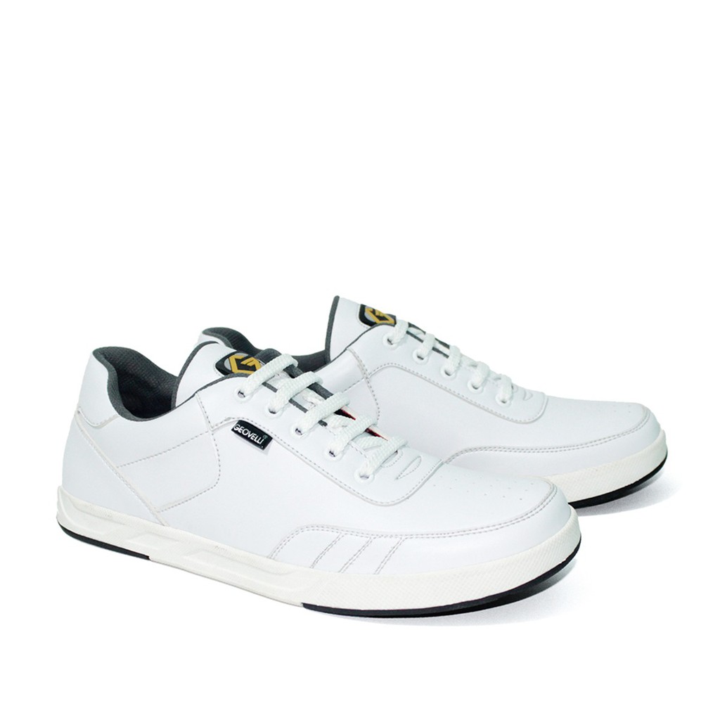 New Arrival Sneakers Men Shoes Full White Sepatu Pria Sneker Cowok Warna Putih Brand Geovelli Murah