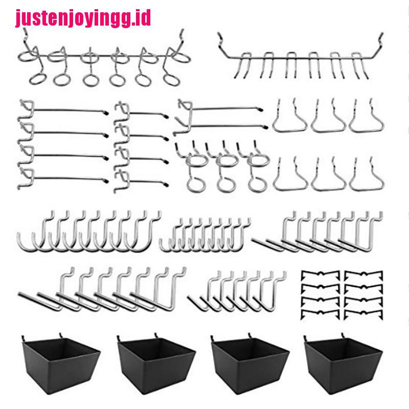 【justenjoyingg.id】81Pcs Pegboard Hooks Assortment With Pegboard Bins Peg Locks Tools Organizers