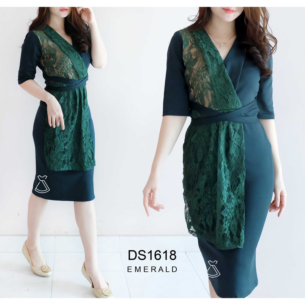 DS1618 - DRESS PESTA SCUBA LACE KIMONO PARTY DRESS